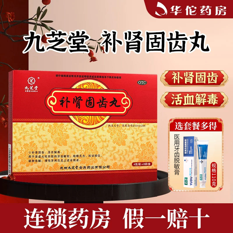 九芝堂补肾固齿丸4g*8袋牙齿酸软咀嚼无力松动移位慢性牙周炎正品