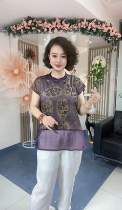 洋气新品夏季彩色碎花重工缝珠宽松短袖衬衫上衣女