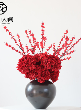 高品质冬青浆果仿真花红果假树枝新中式家居摆件年宵花艺新年插花