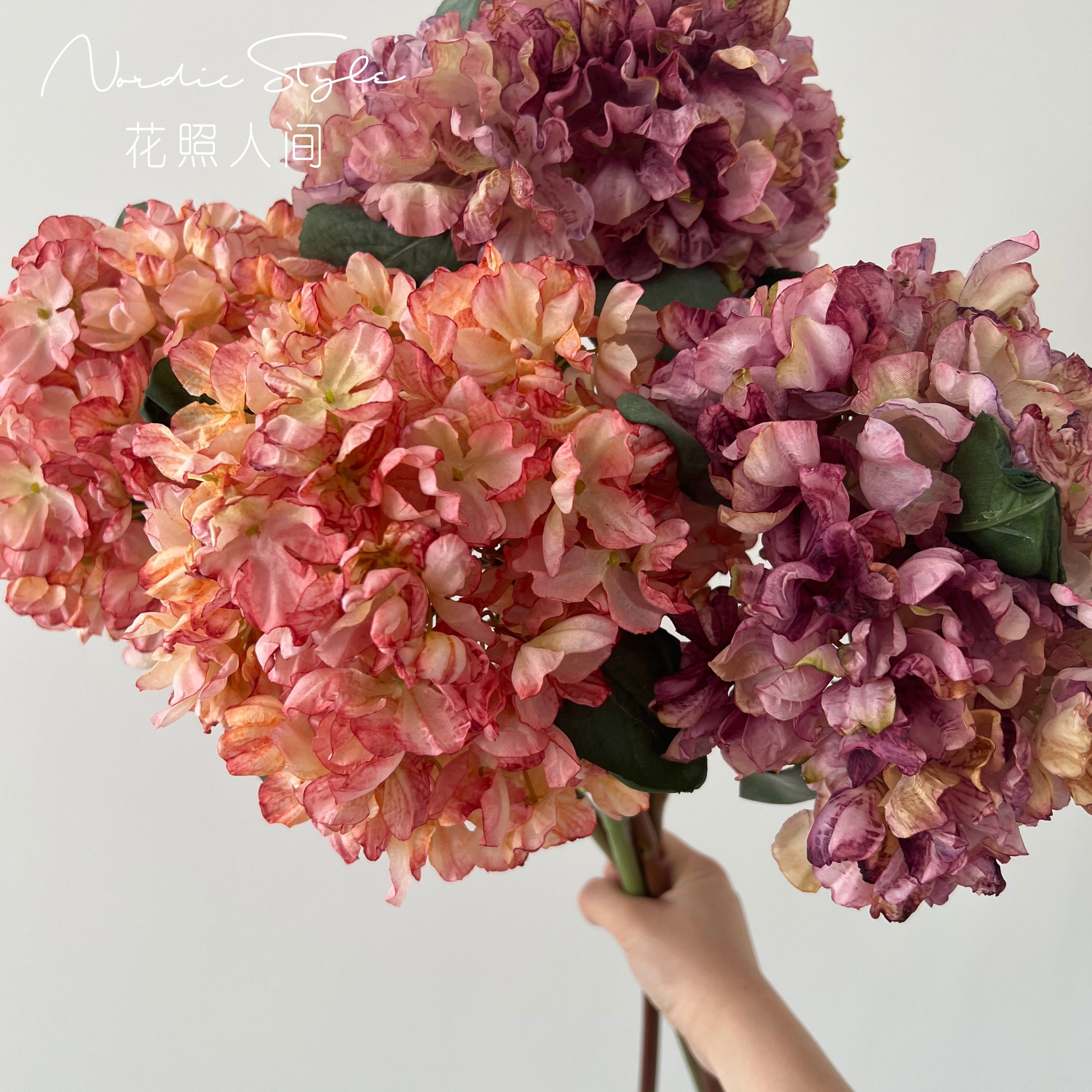 大号焦边绣球仿真花法式复古花艺油画感假花家居桌面装饰花艺摆设