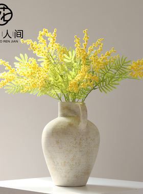 黄色金合欢仿真花植绒假花毛绒花室内花艺造景搭配花材拍摄道具花