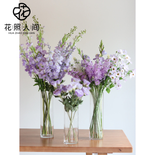 高品质浅紫色仿真花花材紫罗兰飞燕草风信子桔梗风铃假花花艺造景