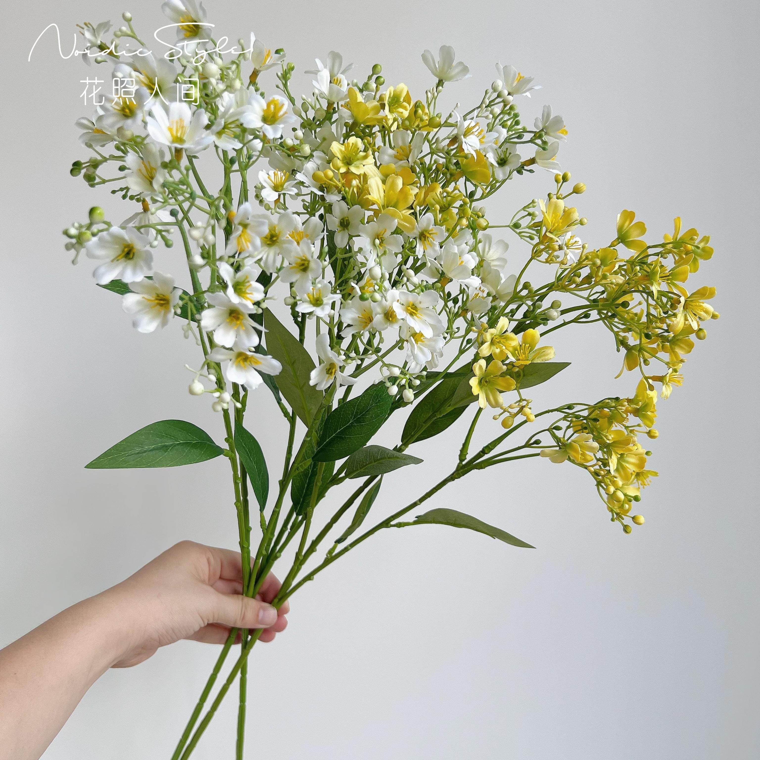 田园风小野菊仿真花野花花艺瑞香花假花油菜花装饰花室内桌面摆设