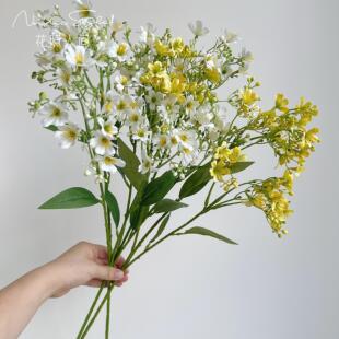田园风小野菊仿真花野花花艺瑞香花假花油菜花装饰花室内桌面摆设