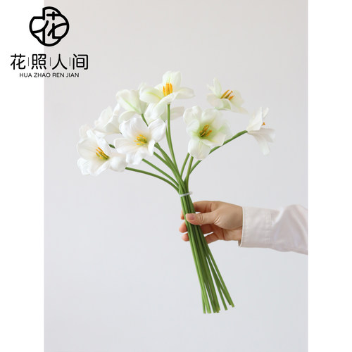 高品质翻瓣郁金香仿真花家居装饰pu手感假花摆件拍摄道具花束插花