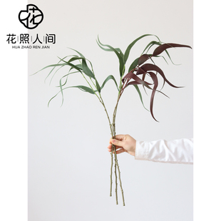 高品质柳叶尤加利仿真绿叶手感软胶假树枝花艺师插花配叶造景花材