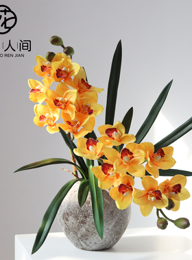 高品质手感保湿惠兰仿真花酒店大堂花艺造景兰花假花家居装饰摆件