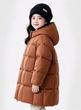 波拉团儿童连帽加厚保暖羽绒服