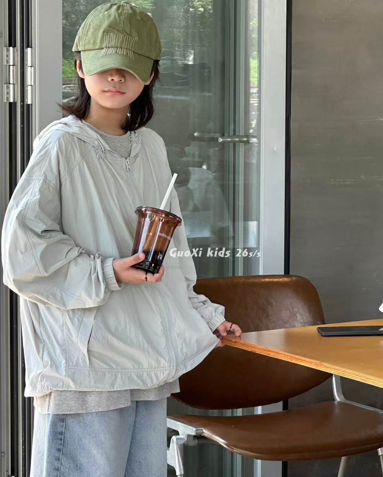 果皙GuoXi男女童同款防晒衣夏季轻薄透气连帽防紫外线儿童皮肤衣
