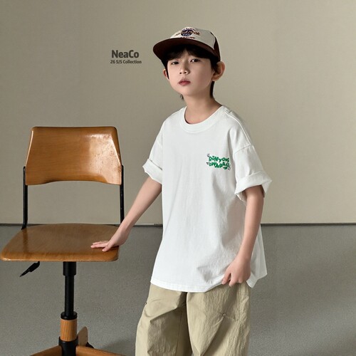 纽扣Neaco童装2026夏季新款儿童纯棉半袖上衣男中大童宽松短袖T恤
