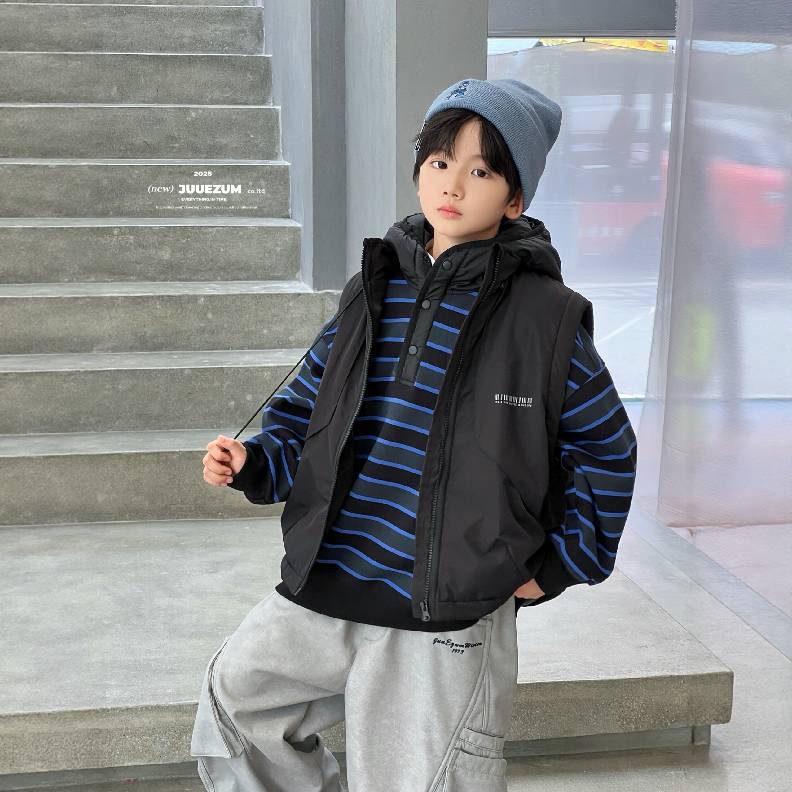 JM九座儿童马甲男童秋冬季坎肩2025新款男孩冬装加厚背心外穿洋气