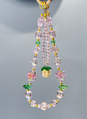 KiraStrap 事事如意桃花琉璃手机链新款轻奢精致包包挂绳短款