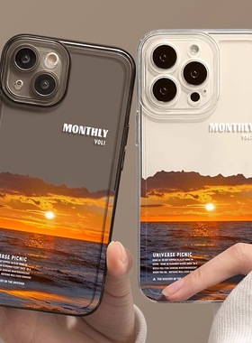 icase 落日金辉手机壳iphone15新款14硅胶12超火16pro女max男