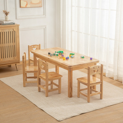 幼儿园实木桌子椅子圆桌学生餐桌正方形课桌儿童家用学习桌椅套装