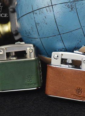 日本王子新品GD2 个性创意煤油打火机复古绿黄棕头层牛皮正品限量