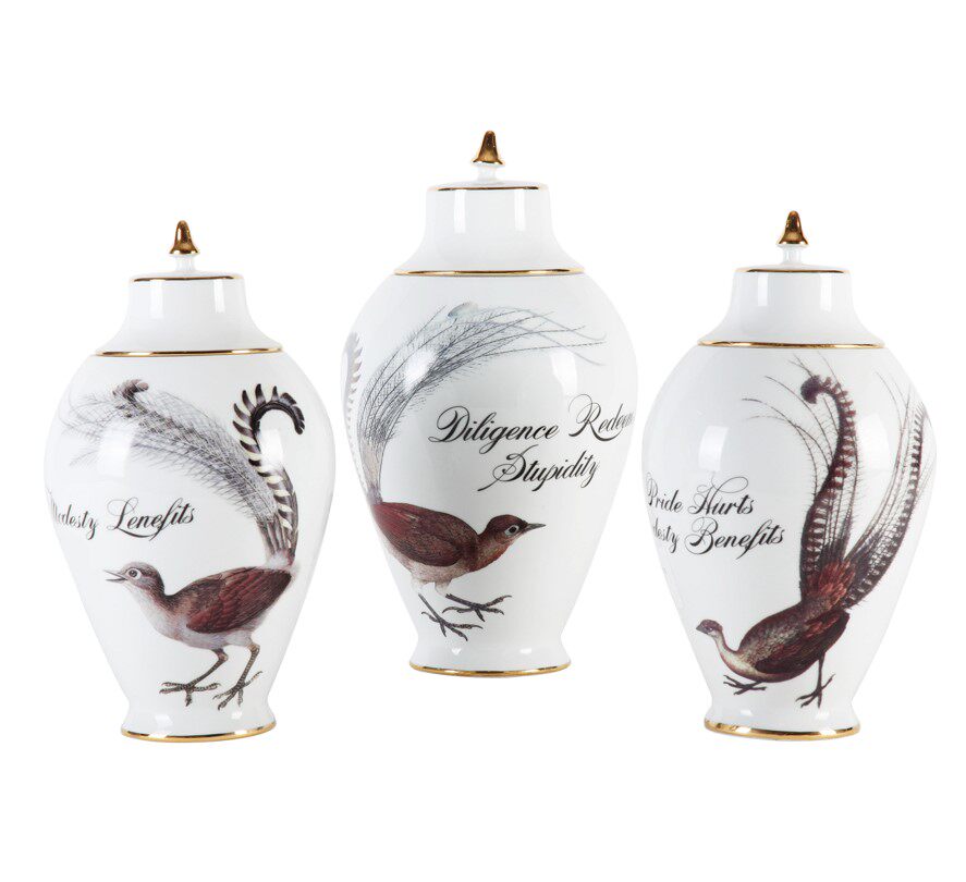 棕红陶瓷棕颈犀鸟花瓶罐子摆件欧式客厅样板房现代简约创意装饰品