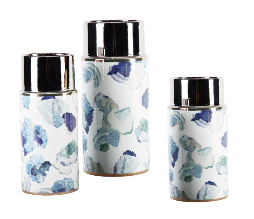 彩色陶瓷璀璨玛瑙储物罐子瓶子摆件欧式客厅样板房展厅创意装饰品