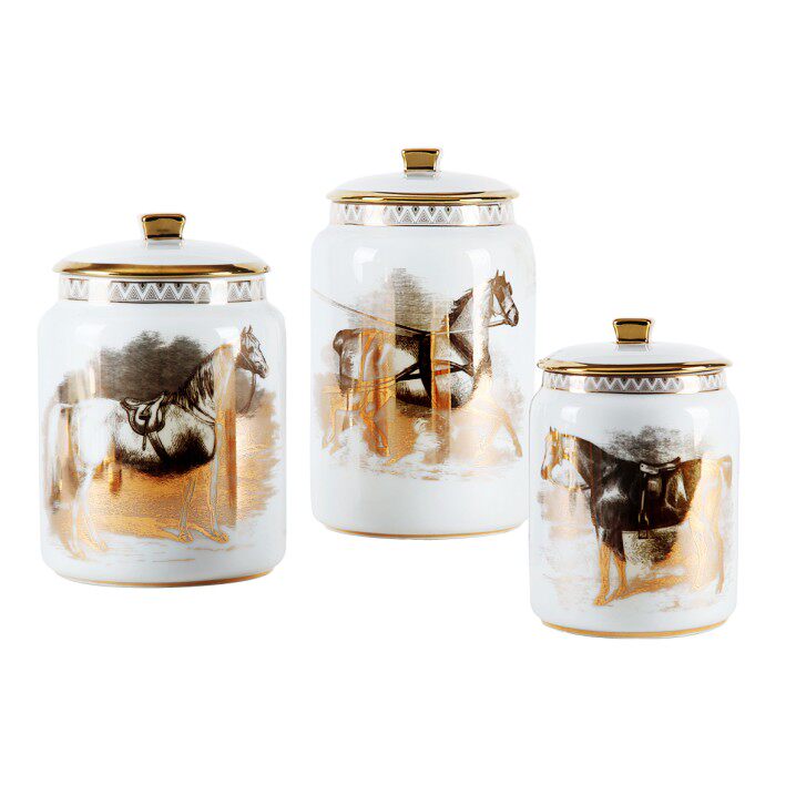 金色陶瓷马凯波顿储物罐子爱马花瓶子摆件欧式客厅展厅创意装饰品