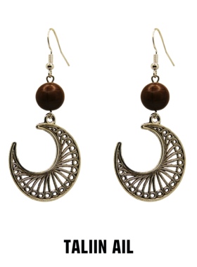 Taliin ail塔林艾力｜复古掐丝月亮钛钢耳坠925银针气质