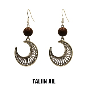 Taliin ail塔林艾力|复古掐丝月亮钛钢耳坠925银针气质