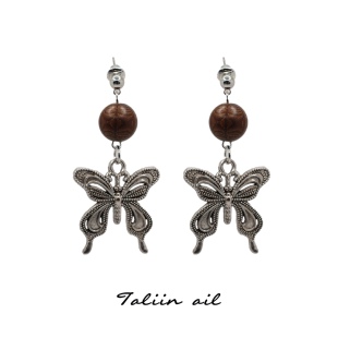Taliin ail塔林艾力|钛钢蝴蝶造型925银针复古耳饰耳坠耳钉气质