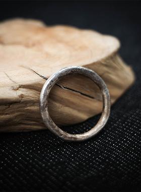 手工制作戒指锤纹戒圈男女