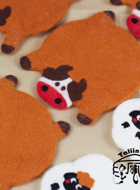 Taliinail塔林艾力卡通动物款手工制作羊毛毡杯垫隔热垫防烫垫