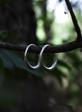 Taliin ail塔林艾力｜手工制作实心999纯银素圈耳环日常百搭个性