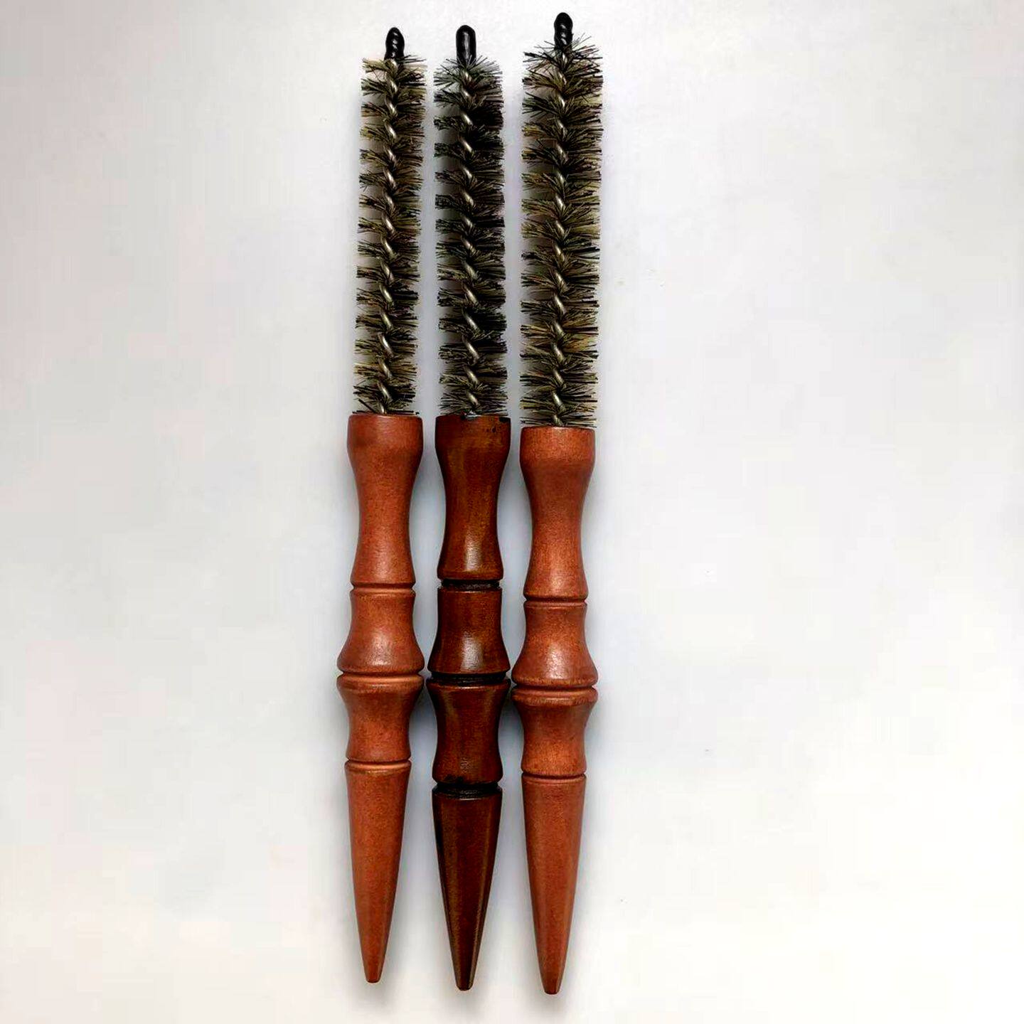 纯猪鬃毛钢丝芯超细吹卷发小滚梳圆筒梳子原木手柄定造型毛滚梳子