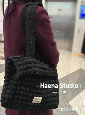 韩国直邮JEDREFEB5 logo褶皱泡泡云朵单肩包～42.*27.5*9.5肩带33