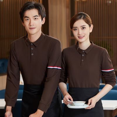 长袖t恤餐厅汉堡服务员工作服