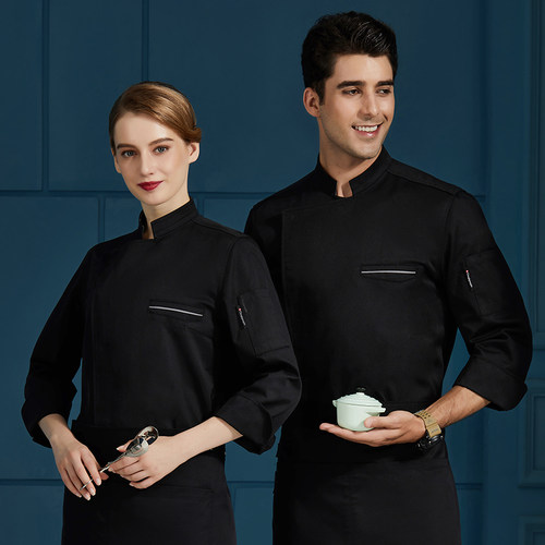 秋冬季食堂烘焙七分袖工作厨师服