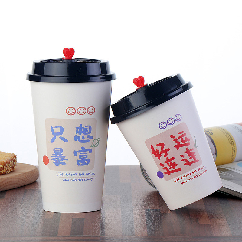 好运连连加厚奶茶纸杯子带盖1000只定制包邮只想暴富一次性热饮杯
