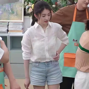 蓝蓝徐如蓝同款白色衬衫上衣