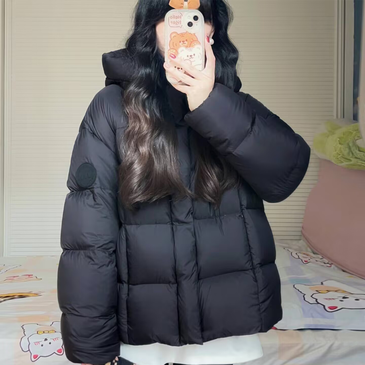 2025冬季新款云朵泡芙短款羽绒服女加厚连帽白鸭绒小个子面包服潮