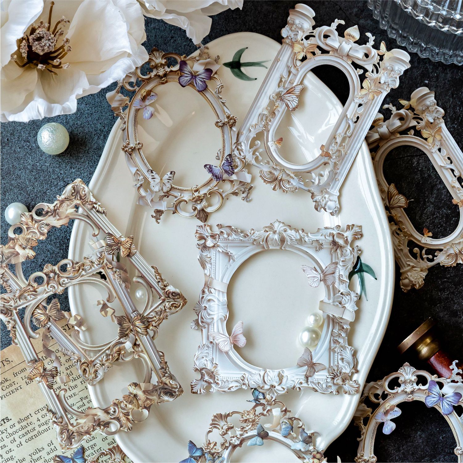 镂空花框浮雕复古海洋手帐素材料