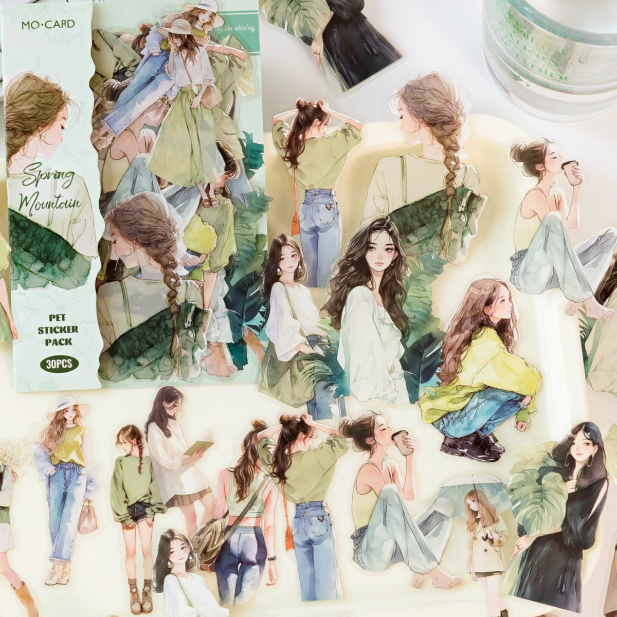 少女PET贴纸都市女孩人物时尚DIY