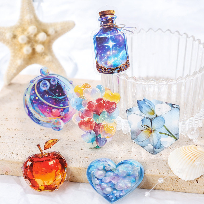 锦绣琉璃PET贴纸梦幻水泡泡气球水果水晶唯美许愿瓶子拼贴DIY装
