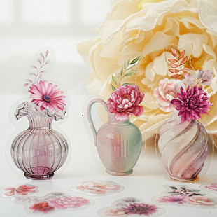 藏花一隅PET贴纸插花瓶篮子花艺花朵花卉文艺唯美手帐装饰DIY素材