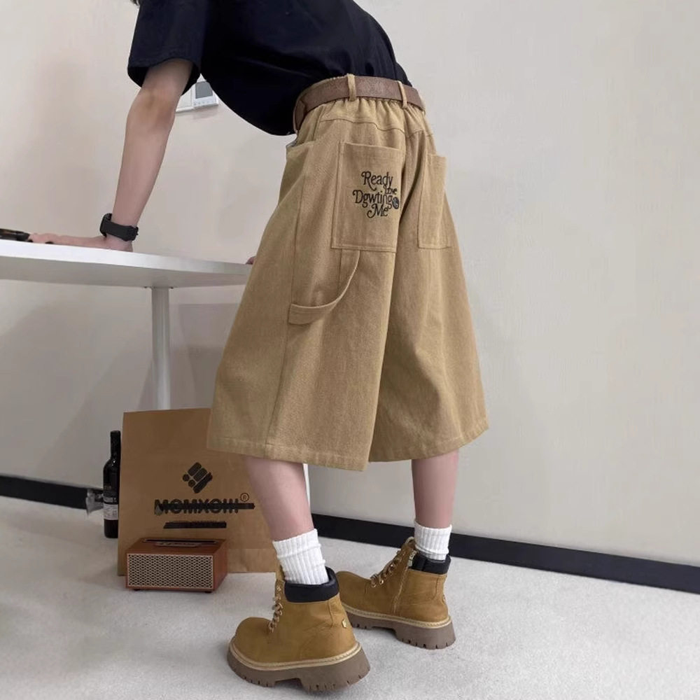 高品色工装七分裤男夏季美式高街直筒短裤潮牌青少年阔腿过膝裤子,男装,短裤,淘宝优惠券,粉丝福利购,淘宝优惠卷