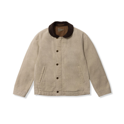 TACITURNLI油蜡棉麻短款翻领夹克