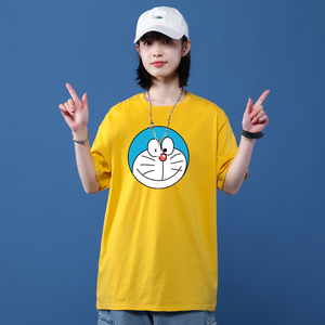 2021夏季新款短袖t恤哆啦A梦叮当猫日系宽松情侣装潮牌ins半袖图片