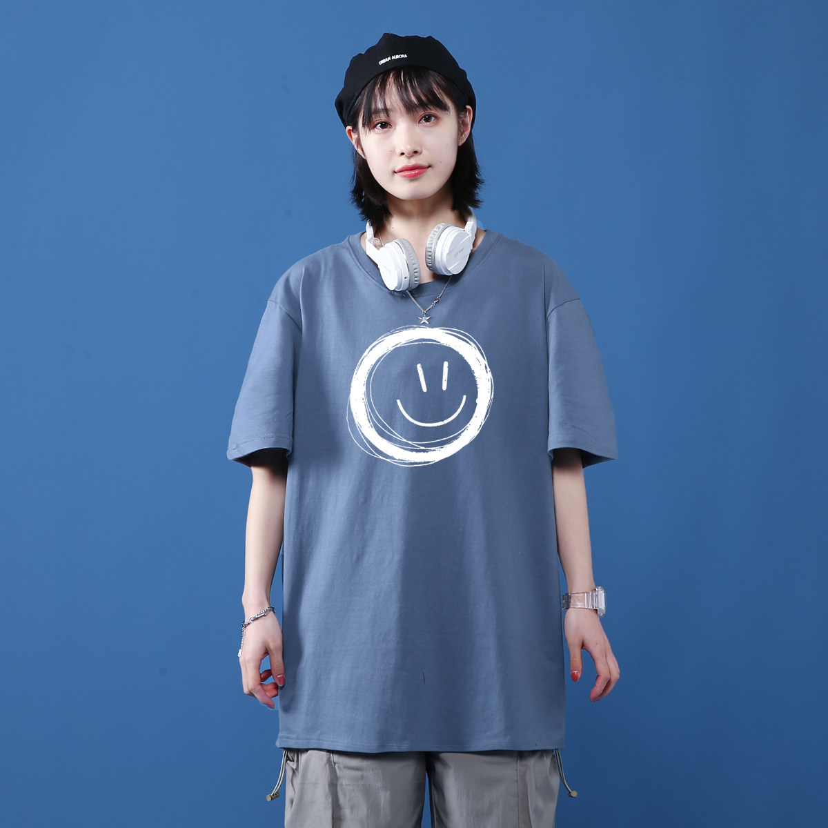 宽松潮牌港风上衣服T恤情侣短袖男女2021夏季男装潮流大码半袖,男装T恤,星座414A-2（原B215-2）