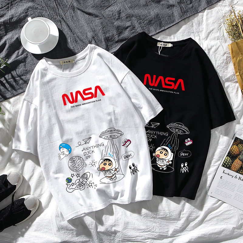 短袖t恤男蜡笔小新日系太空宇航员上衣服情侣潮流ins宽松半袖，男装T恤，星座414A-2（原B215-2）