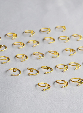 2019新款精致字母戒指姓名首字母可调节开口戒食指戒叠带女