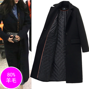 羊毛呢外套女加厚夹棉 韩版 2025新款 小个子黑色呢子大衣秋冬中长款