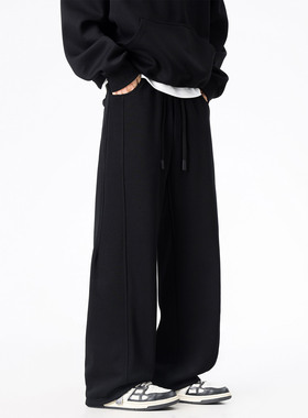 ZMGEEN加绒卫裤男冬季美式潮牌宽松直筒裤子垂感百搭运动休闲长裤