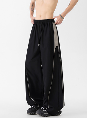 ZMOGEE男生夏季薄款裤子条纹宽松直筒运动休闲长裤户外速干冲锋裤