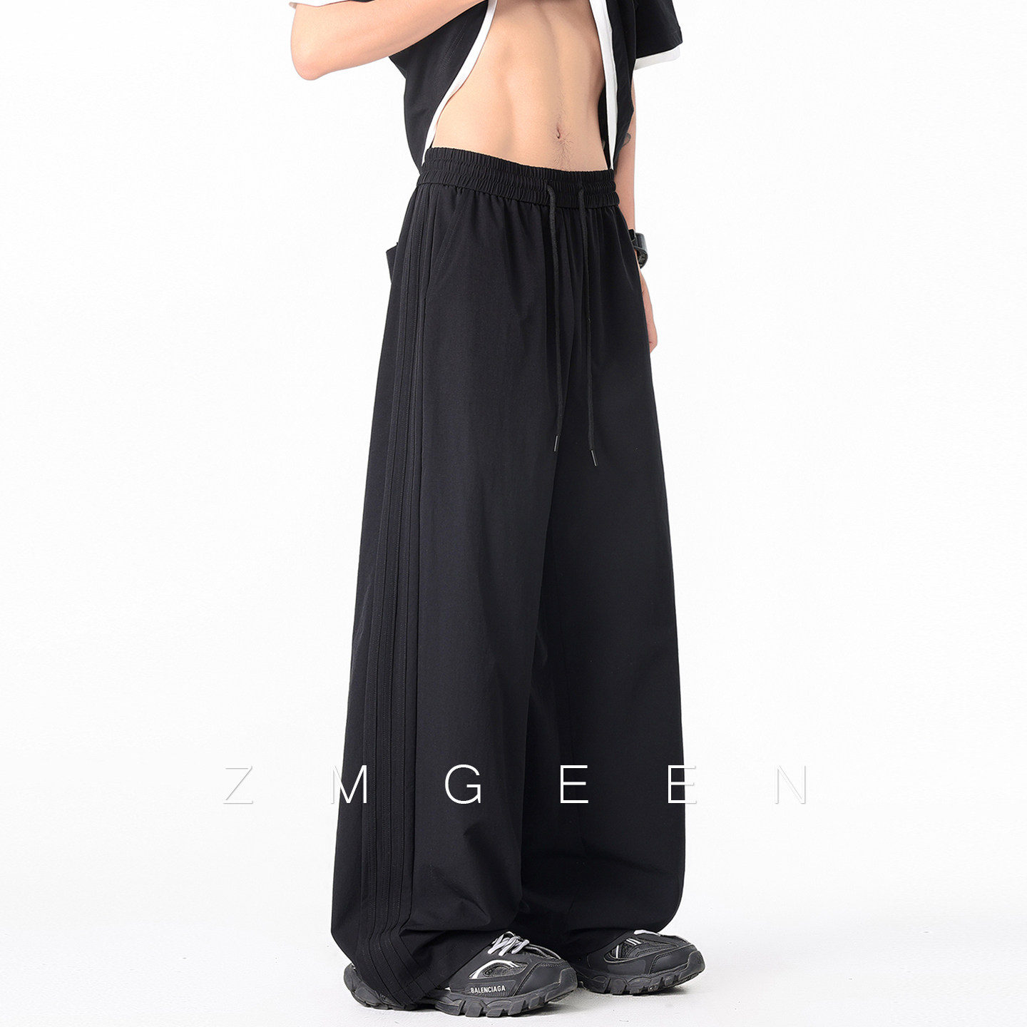 ZMGEEN潮牌裤子男款夏季速干薄款宽松直筒冲锋裤美式休闲运动长裤