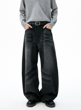 ZMGEEN直筒牛仔裤男秋季美式潮牌宽松休闲裤子垂感百搭阔腿长裤